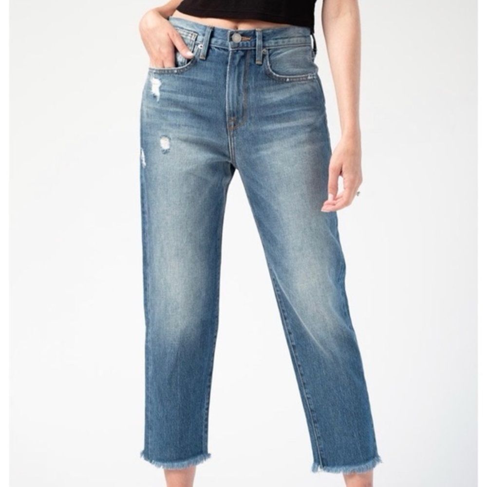 FRAME Le Stevie Distressed Cropped Jeans Size 27 Denim in Harbor Wash